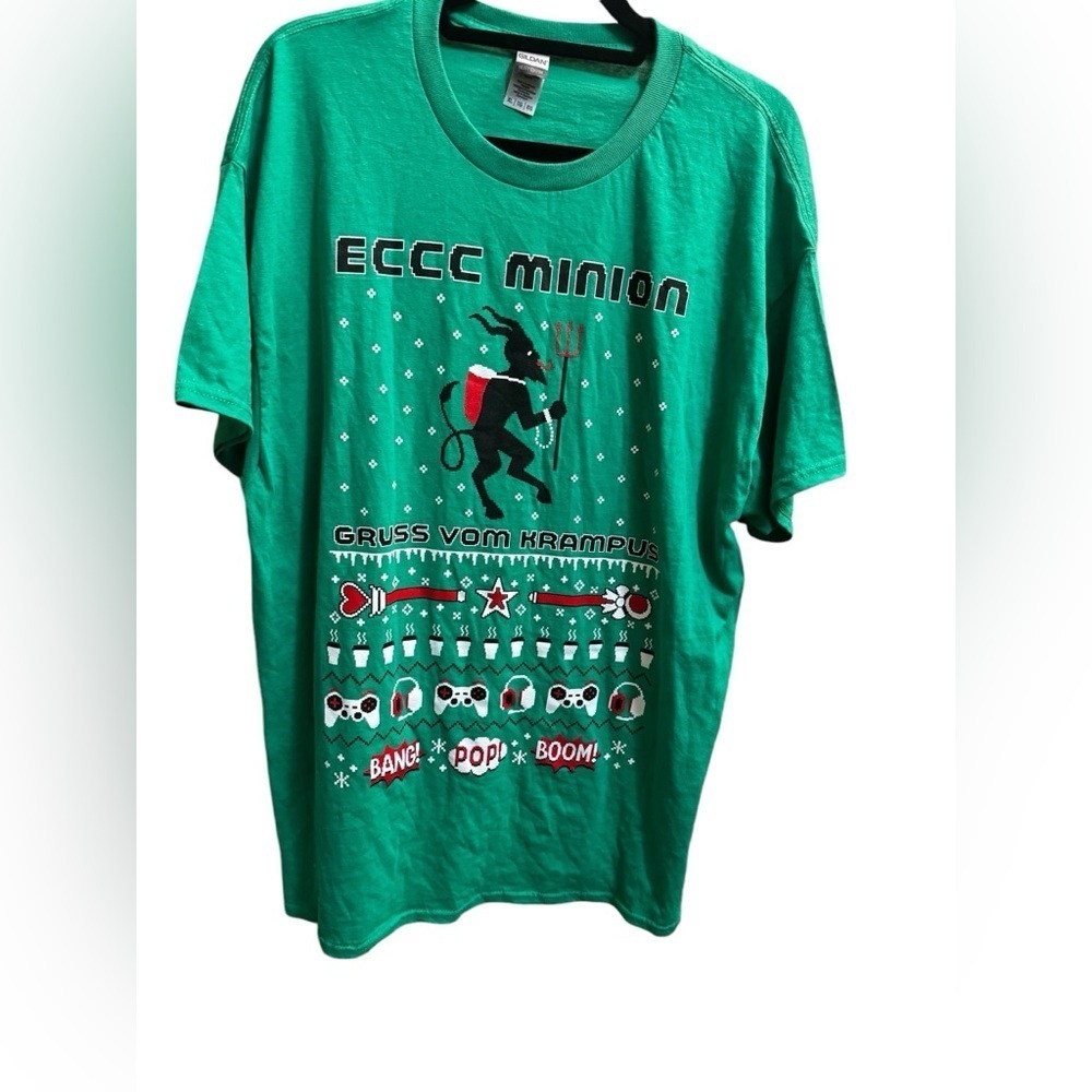 KRAMPUS Emerald City Comic Con Minion Unisex T-shirt Crew 2021 SZ XL Green EUC